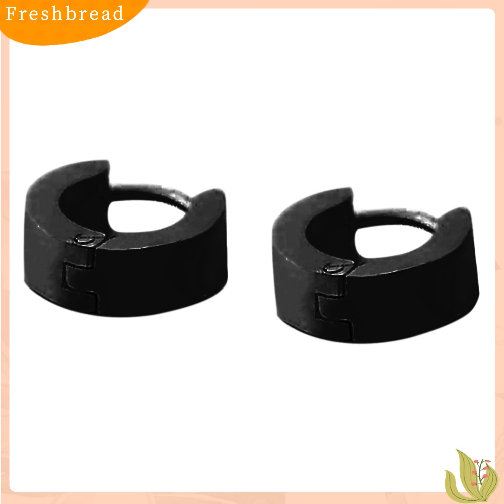 &lt; Freshbread &gt; 1pasang Fashion Keren Pria Stainless Steel Huggie Hoop Earrings Perhiasan Kasual