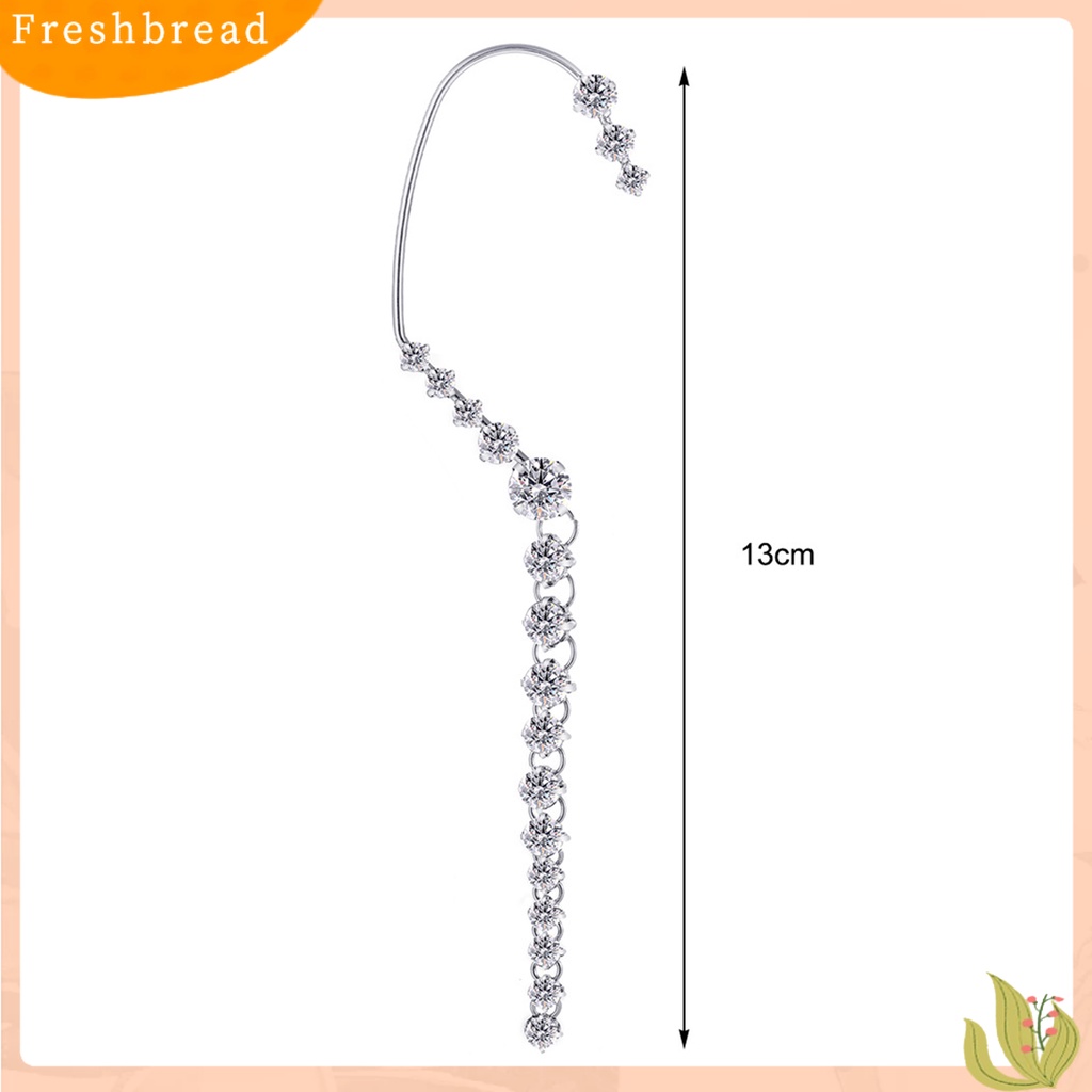 &lt; Freshbread &gt; 1pc Lady Earrings Tanpa Tindik High-end Berlian Imitasi Mengkilap Panjang Rumbai Bentuk Kupu-Kupu Menjuntai Anting-Anting Wanita Perhiasan