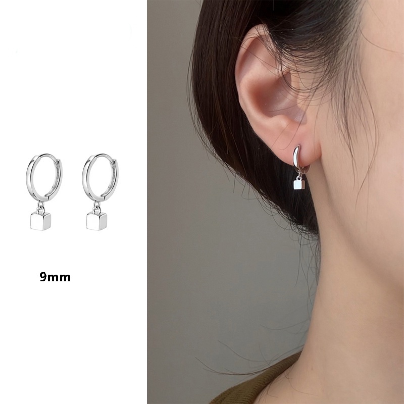 Roselife 1pasang Manis Keren S925 Perak Busur Hati Butterfly Hoop Earrings Untuk Wanita Perempuan Double-ended Round Ball Screw Earring Jewelry