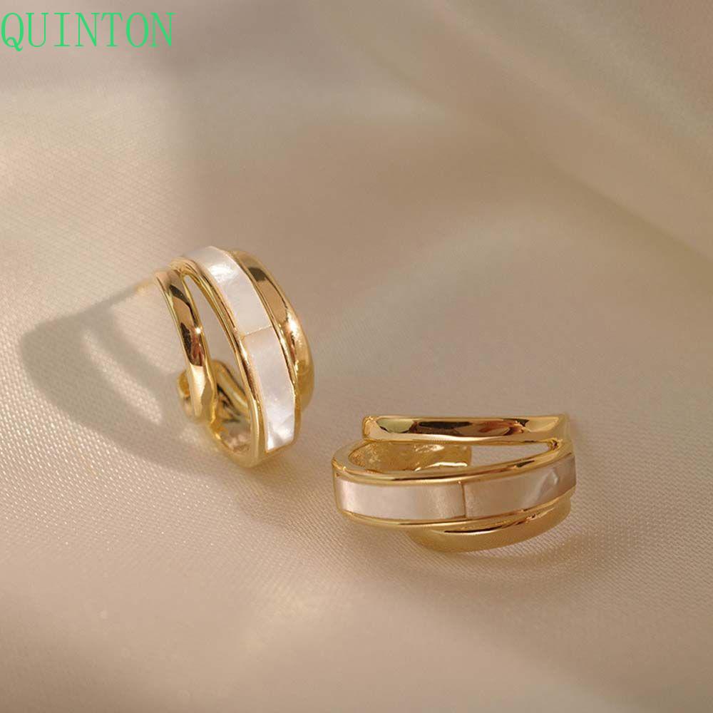 Anting Stud Warna Emas Gaya Retro Perancis Untuk Wanita