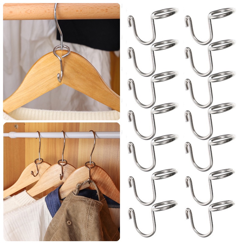 Lemari Pakaian Anti slip Hemat Tempat Gantungan Baju Sambung Gesper/Multifungsi Rumah Tangga Stainless Steel Topi Kunci Rak Hanger Hooks Home Organizer Aksesoris