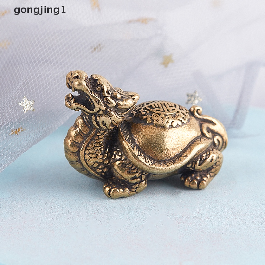 Ggg Retro Kuningan Mythical Beast Dragon Head Turtle Body Patung Miniatur Tembaga ID