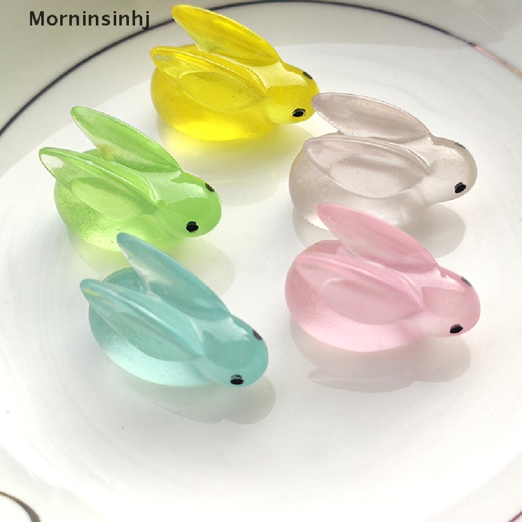 Mornin 10 Pcs Luminous Bunny DIY Perhiasan Aksesoris Miniatur Lem Krim Patung Kecil Resin Dekoratif Aksesoris id