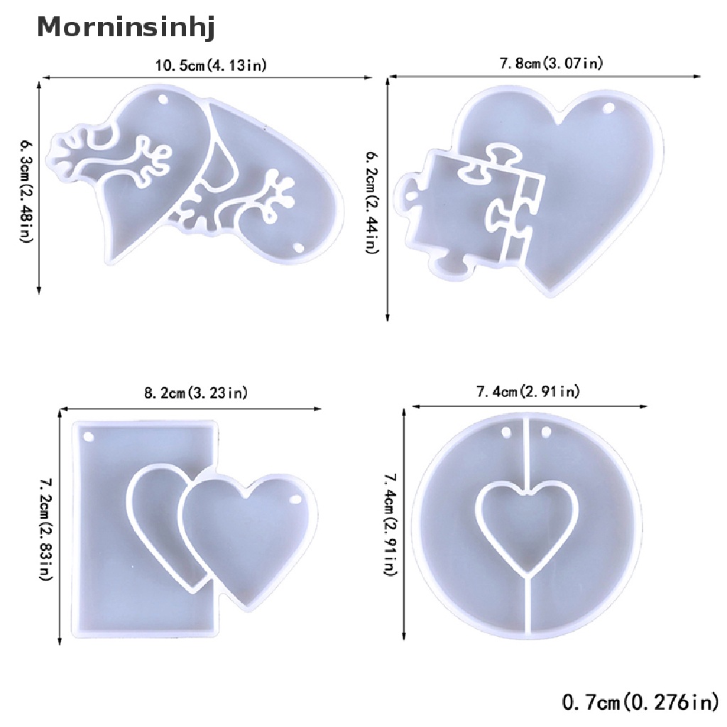 Mornin Cetakan Silikon Hati Resin Cetakan Gantungan Kunci Liontin Silicone Mold DIY Valene's Day Key Charm Puzzle Love Keychain Silicone Mold id