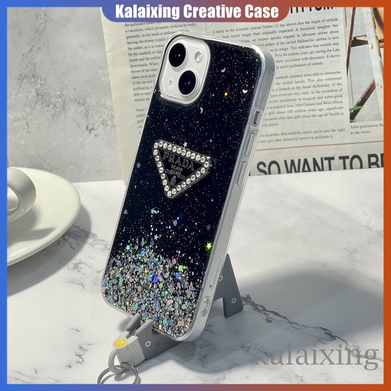 Casing Ponsel Logo Prada 3D Berlian Mengkilap Untuk iPhone 14 Pro Max13 11 Pro Max Xs Max Xr X Xs 7 8Plus Soft Case Belakang Mengkilap