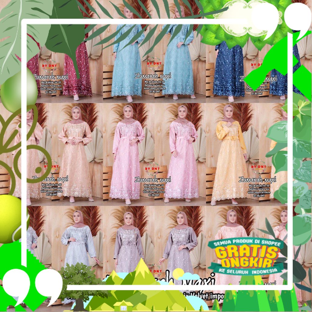 BAJU GAMIS WANITA NEW ZUMARAH MAXI TILE 3D BROKAT/ edisi lebaran2023