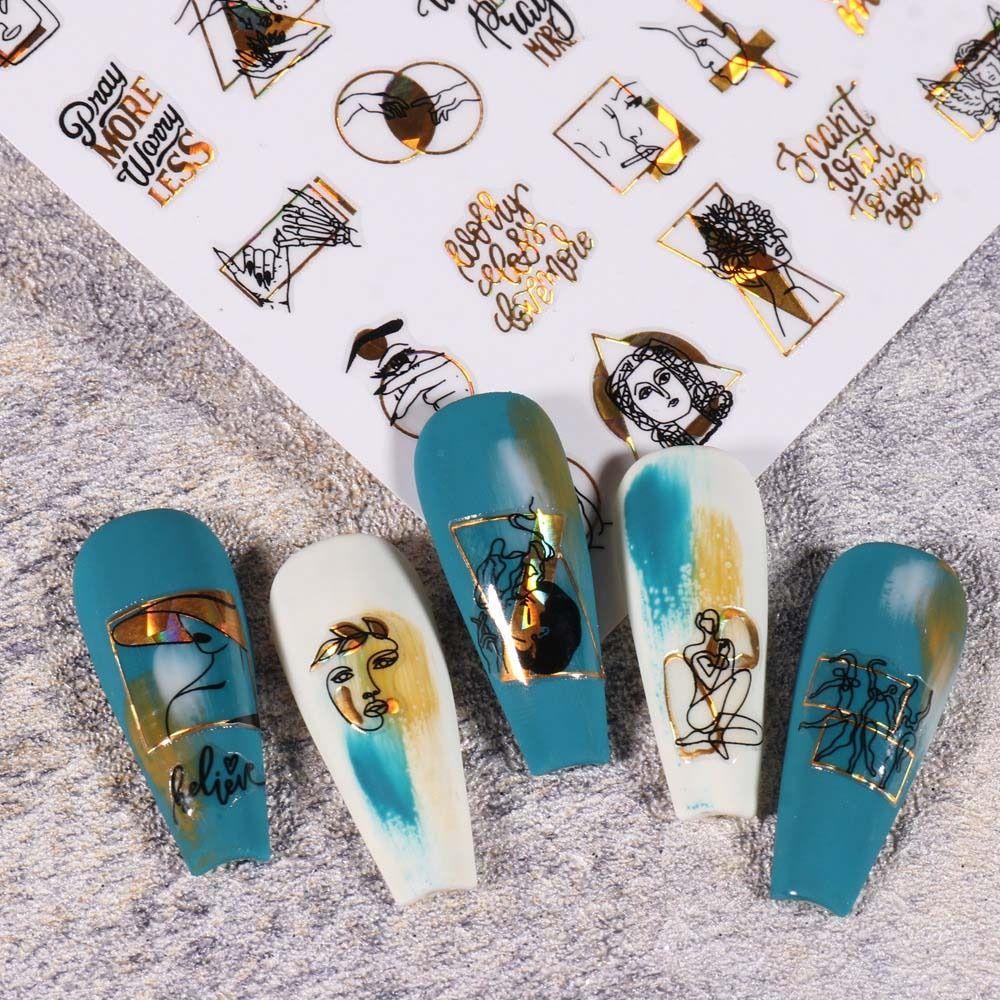 Mxbeauty Bronzing Stiker Kuku Wanita Gaya Majalah Motif Leopard Wanita Hiasan Kuku Wajah