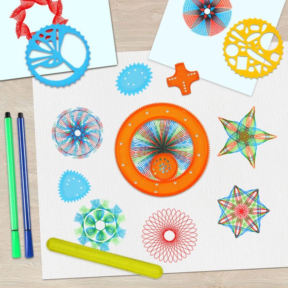 Lanfy Spirograph Mainan Gambar Set Minat Warna Mainan Untuk Anak-Anak Menggambar Aksesoris Desain Spiral Roda Menggambar Mainan Edukasi