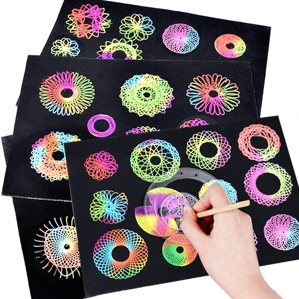 Quinton Spirograph Drawing Toys Set Color Drawing Accessories Interlocking Gears Wheels Geometric Ruler Toy Desain Spiral Roda Edukasi Mainan Gambar Roda Alat Gambar