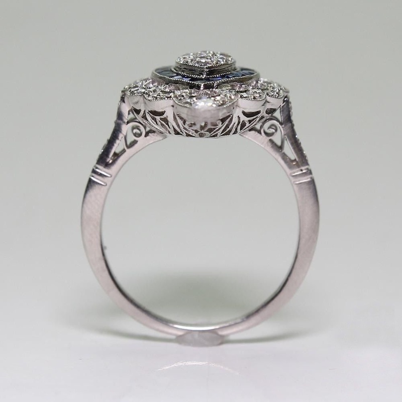 Goldkingdom Aksesoris Perhiasan Fashion Ready Stock Bertatahkan Topaz Cincin Permata Biru Fashion Cincin Pesta Pernikahan.
