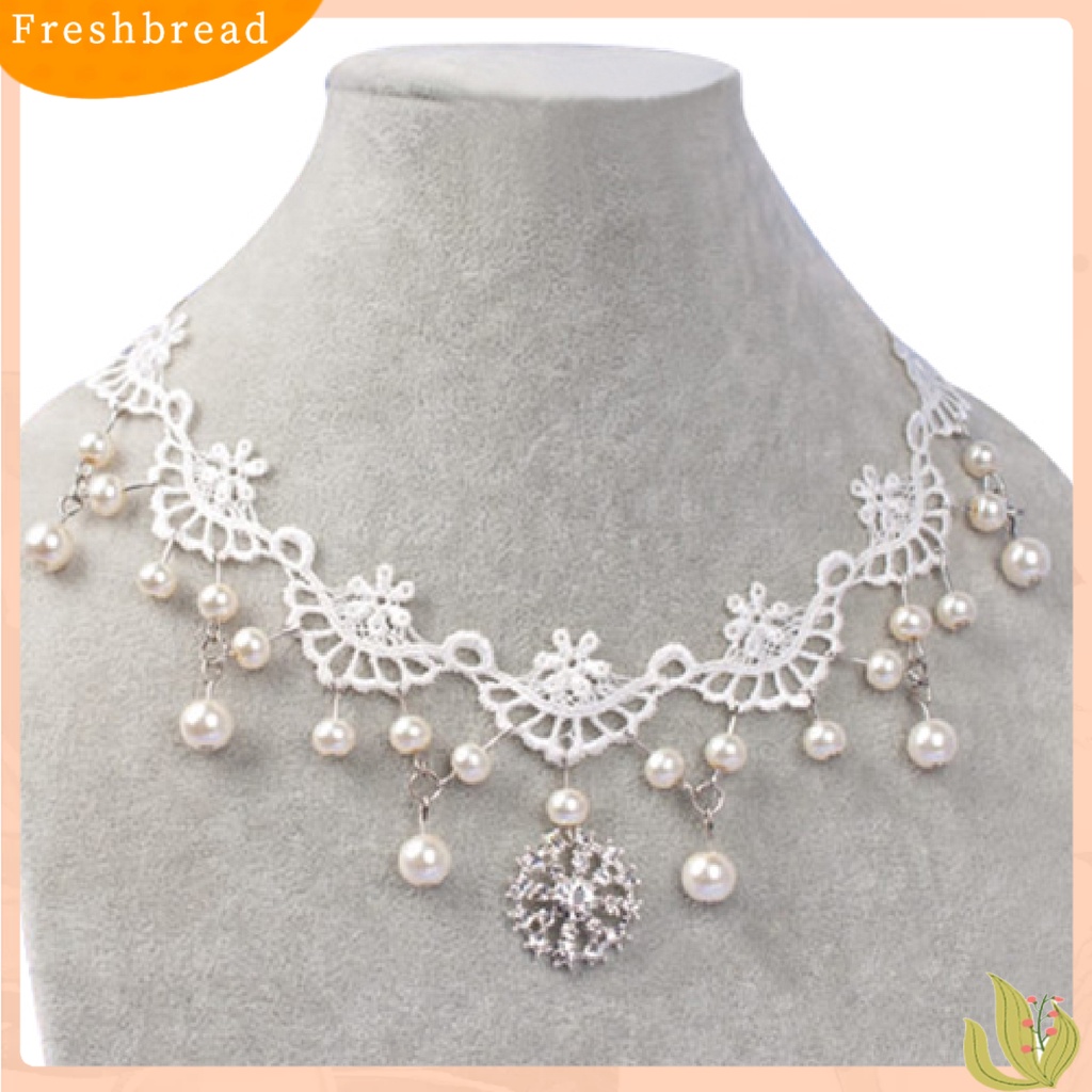 {In Stock} Kalung Hollow Mudah Dipakai Mutiara Imitasi Faux Pearl Sexy Gaya Rock Lace Choker Untuk Kehidupan Sehari-Hari