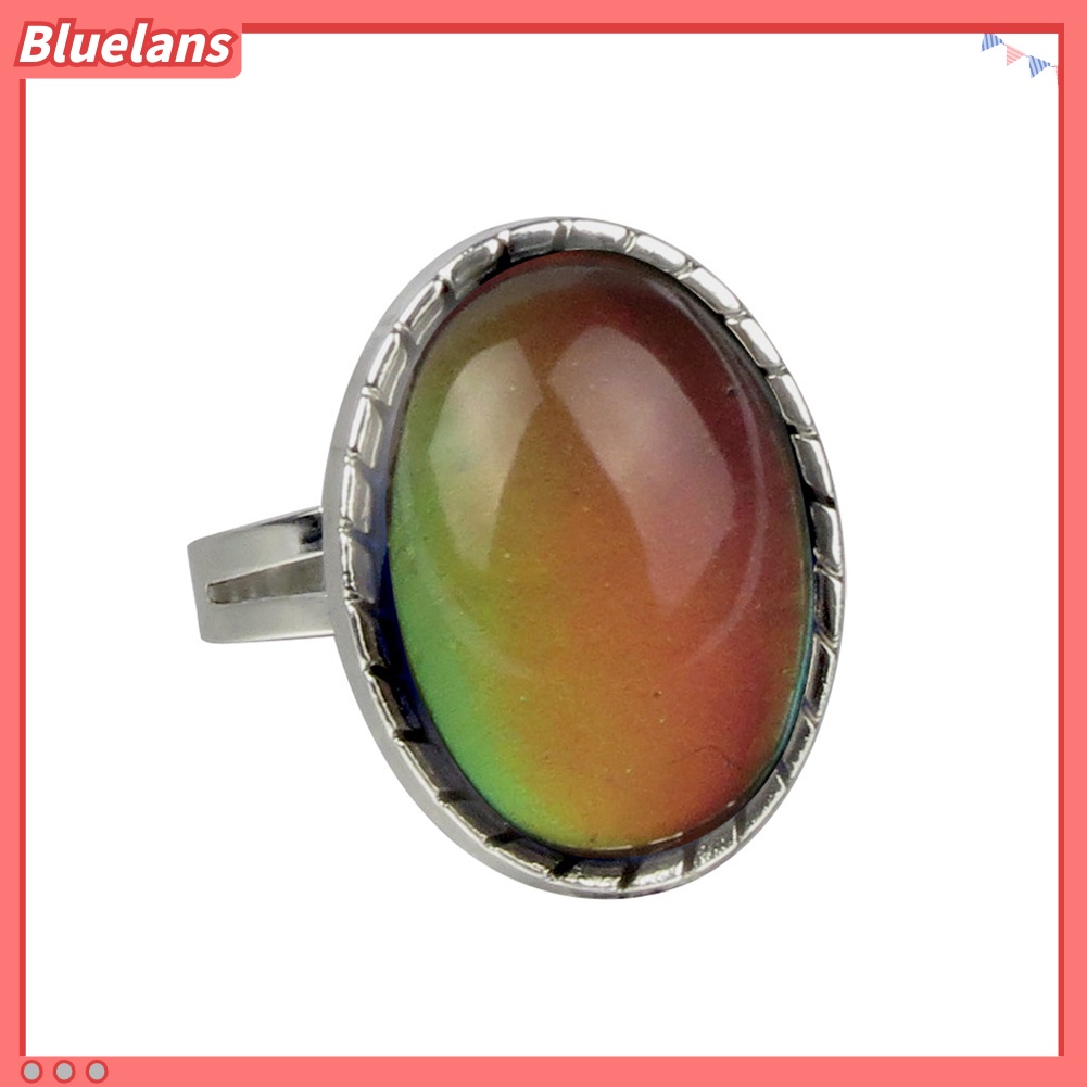 {In Stock} Fashion Wanita Permata Imitasi Suhu Suasana Hati Berubah Warna Jari Cincin Perhiasan Dekor