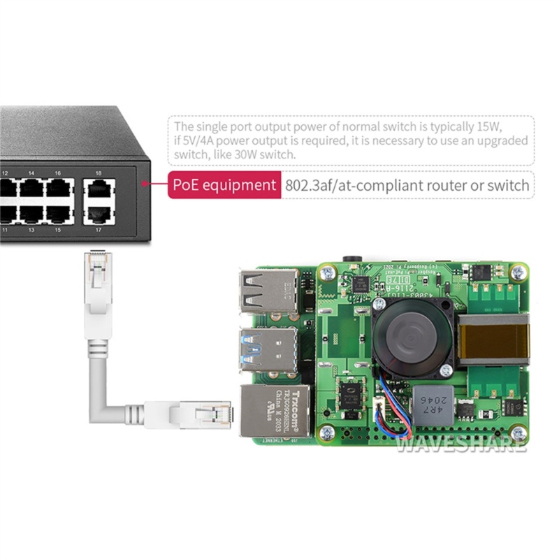 Zzz Untuk RaspberryPi 4B PoE+Topi802 3af Perlengkapan Standar Wajib 5VDC 4A Cooler