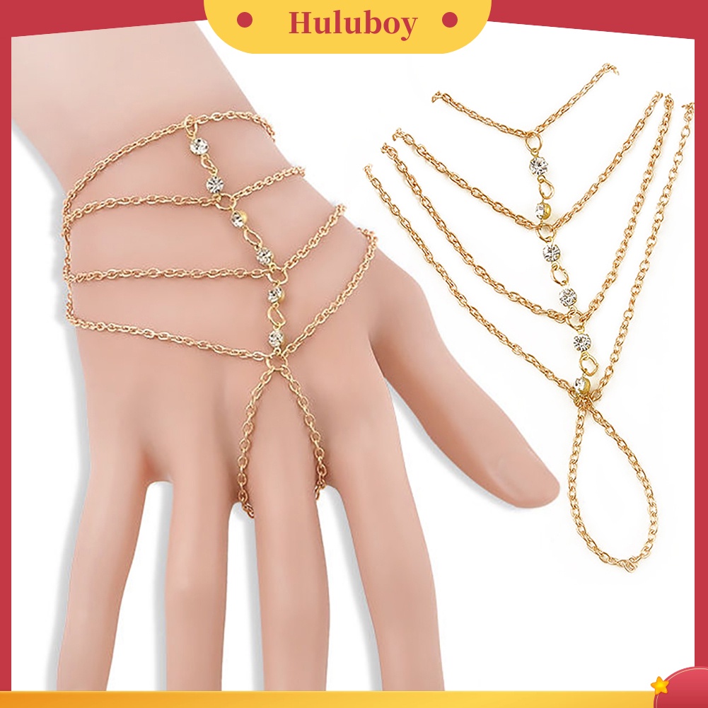 {Ready Stock} Selebriti Budak Rantai Link Jari Cincin Hand Harness Gelang Perhiasan Tari Pantai