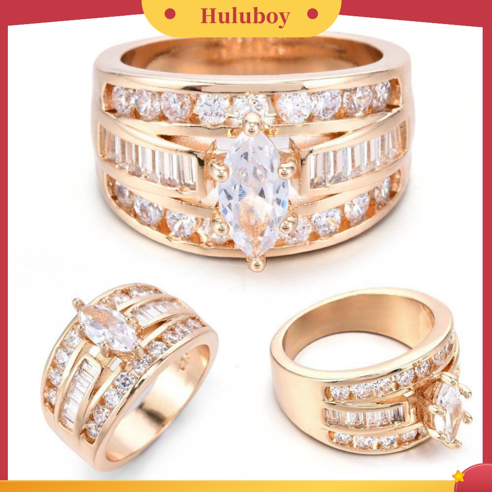 {Ready Stock} Fashion Wanita Cubic Zirconia Hias Pernikahan Pertunangan Jari Cincin Perhiasan Hadiah