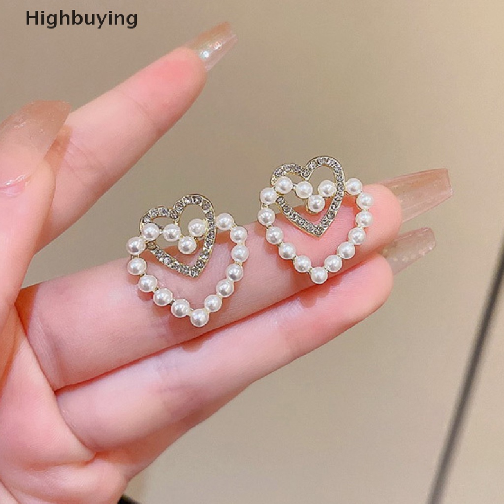 Hbid Anting Mutiara Hati Pernyataan Emas Temperamen Anting Perhiasan Hadiah Menghias Glory