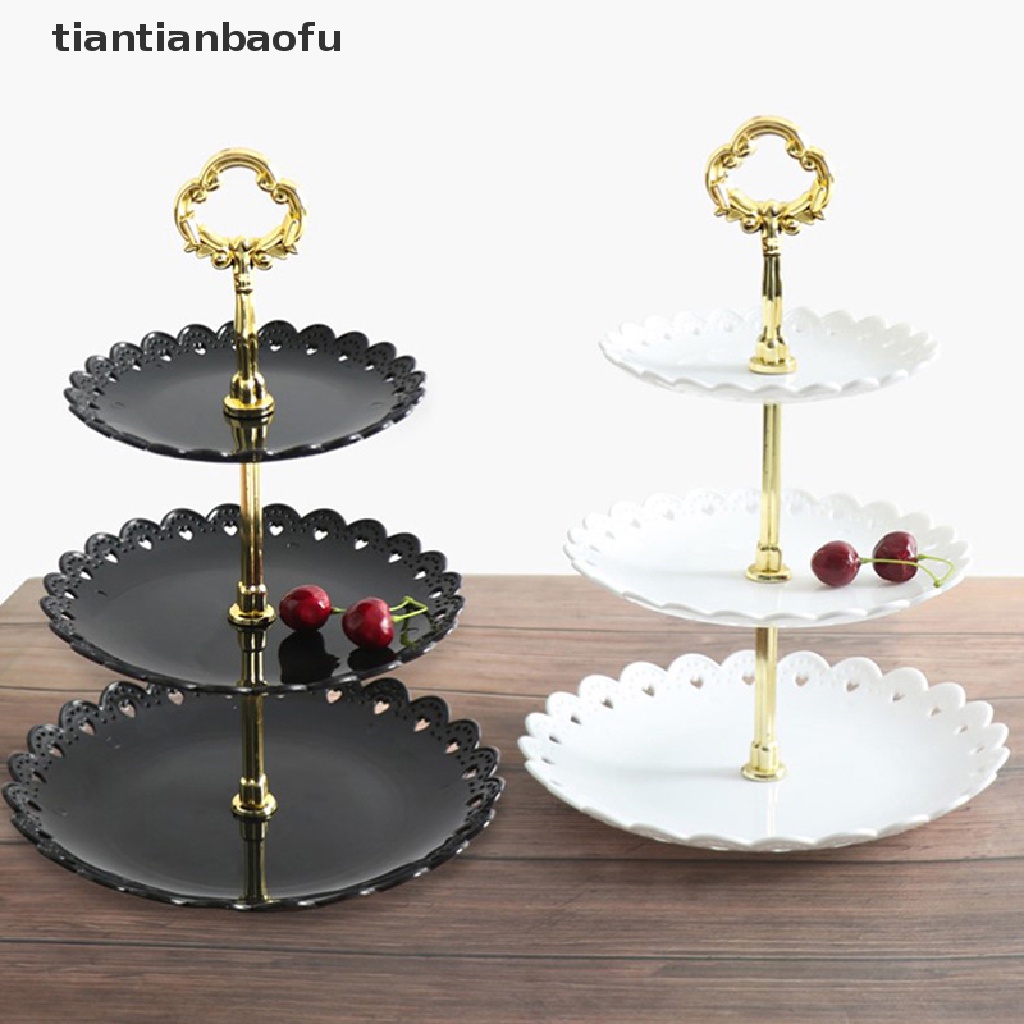 [tiantianbaofu] 3tingkat Nampan Kue Pesta Liburan Cake Stand Piring Buah Dessert Candy Table Tray Butik