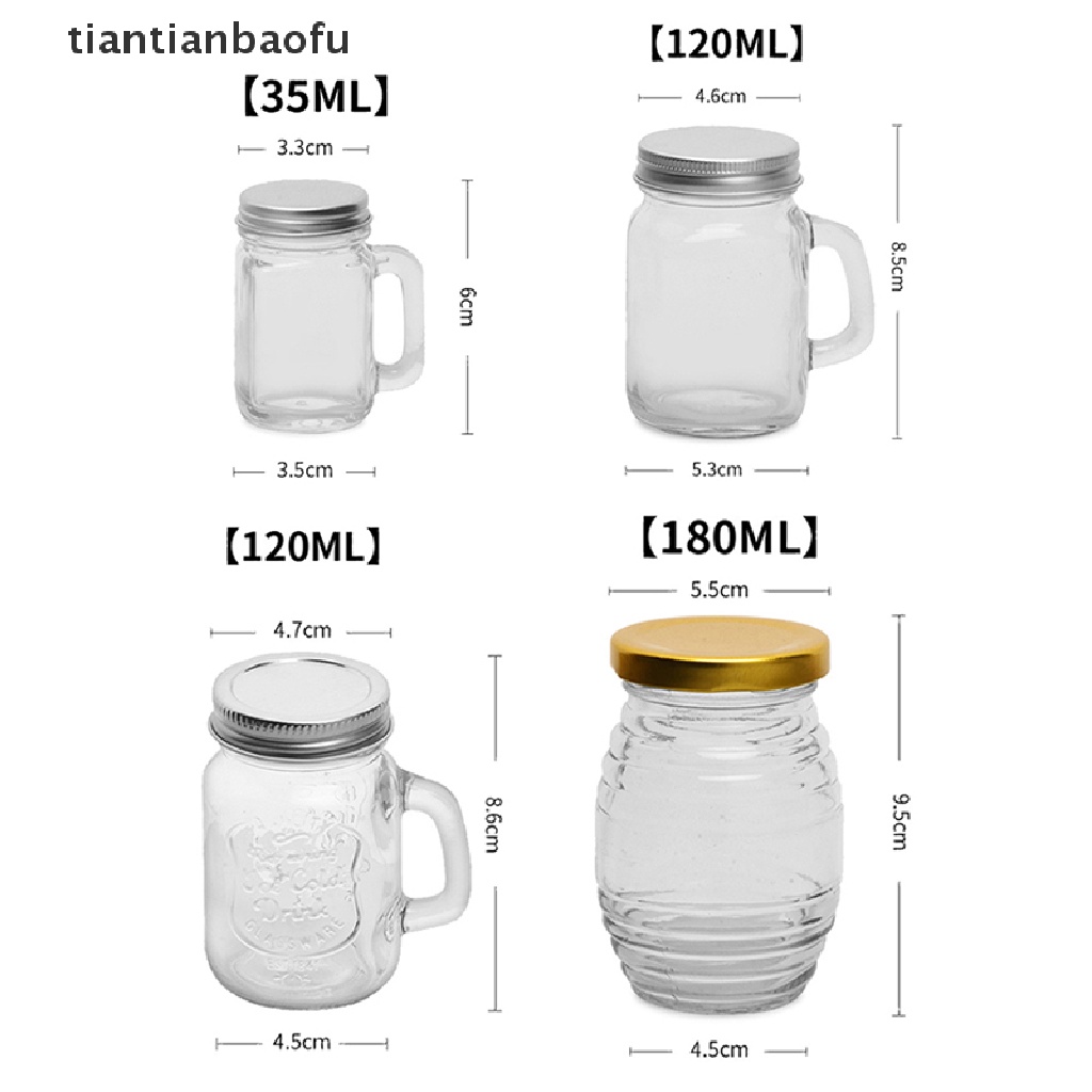 [tiantianbaofu] Botol Kaca Bumbu Piknik 35 /120 /180ML Jar Madu Kaca Transparan Dengan Tutup Butik