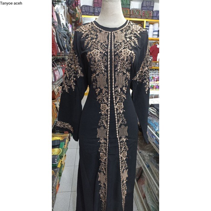 Gamis wanita bordiran khas Aceh / Dress muslimah khas Aceh Bahan sifon - M