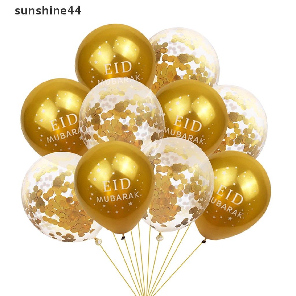 Sunshine 10pcs Dekorasi Ramadhan Eid Mubarak Balon Foil Rose Golden Sequin Ballon Eid Mubarak Pesta Festival Islami Home Decor ID