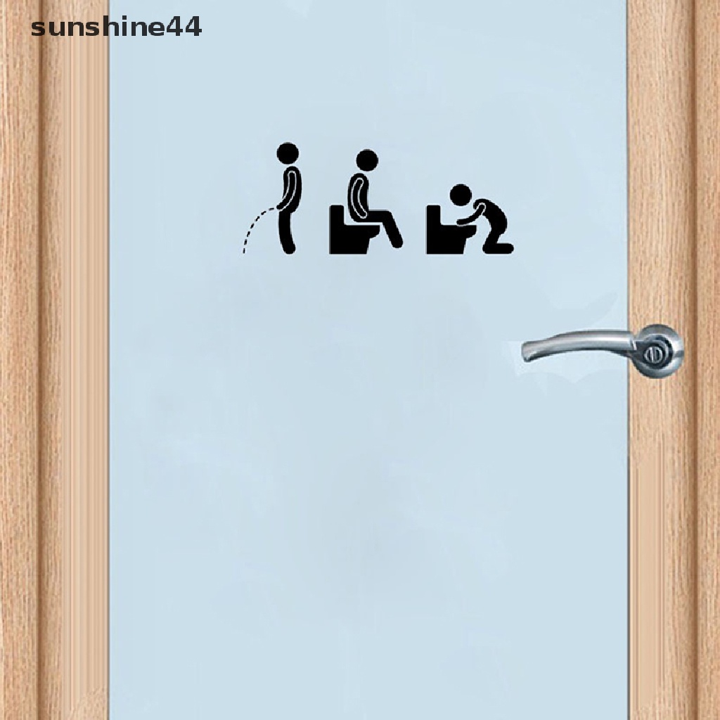 Sunshine Stiker Toilet Pria Lucu Stiker WC Removable Stiker Pintu Kamar Mandi Wall Sticker ID