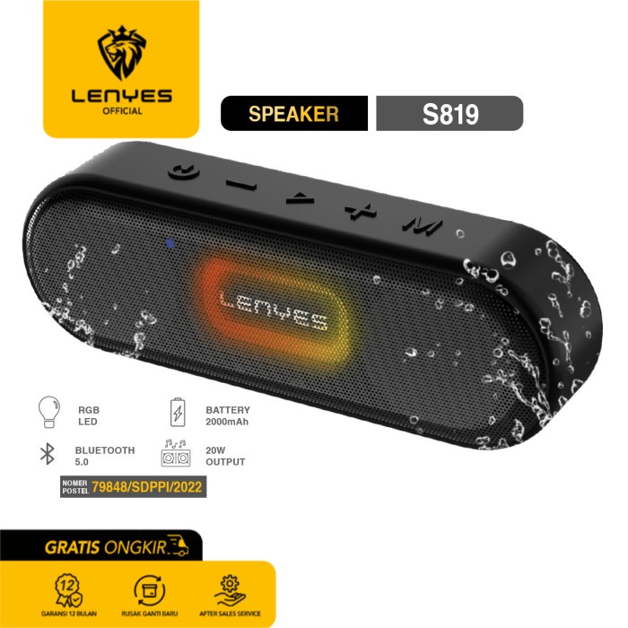 Speaker Bluetooth Portable LENYES S819 IPX6 Wireless TWS Original WIRELESS SPEAKER PORTABLE SPEAKER MUSIC BOX BLUETOOTH spiker outdoor original