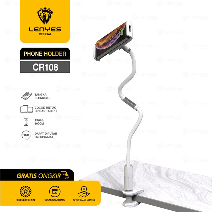 LENYES CR108 Lazy Pod Holder Stand Meja Flexible 1 Meter Original New standing handphone gps maps peta online meja dashboard mount car penyangga penjepit