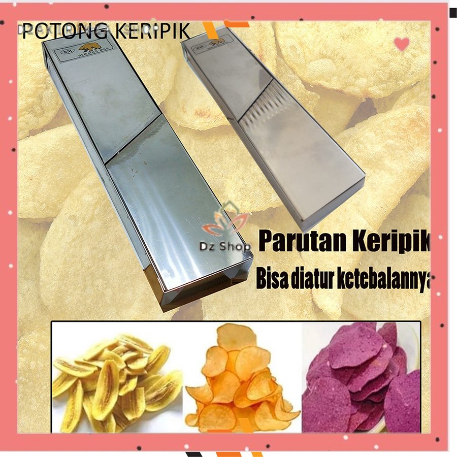 Parutan Keripik Kentang Singkong Stainless / Alat Pemotong Pasah Serbaguna Kripik Pisang Lurus dan G