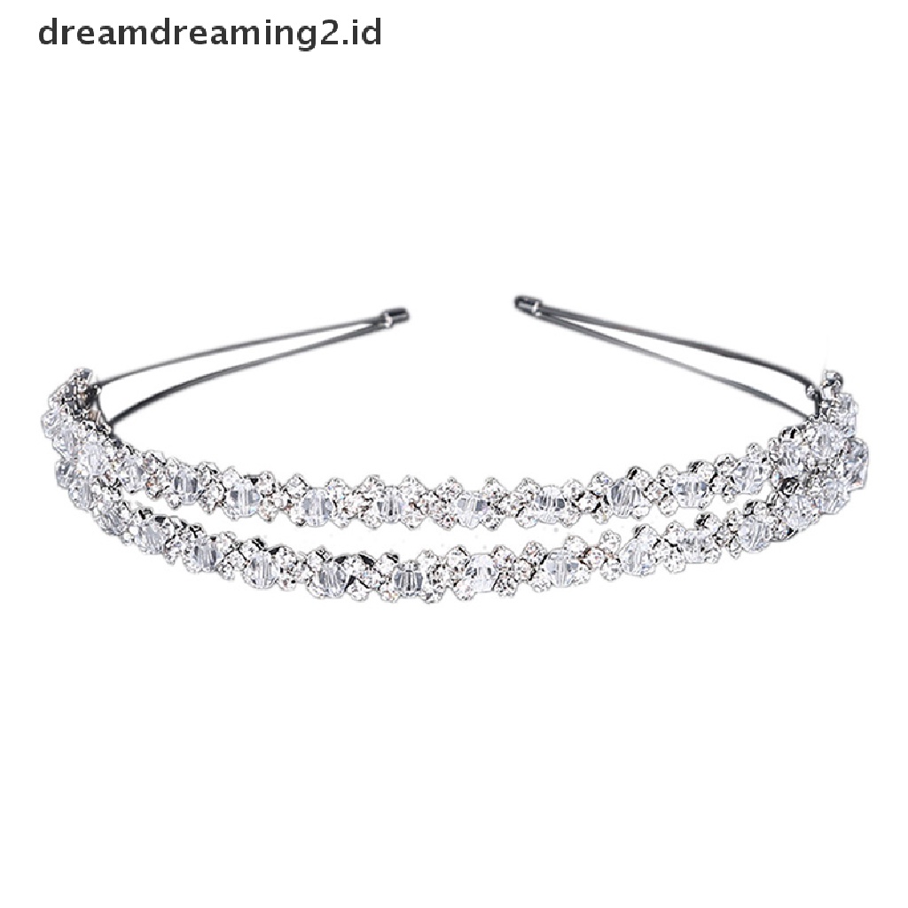 (hot) Bando Pengantin Tiara Mahkota Pengantin Handmade Kristal Double Layer Wedding Hairband//