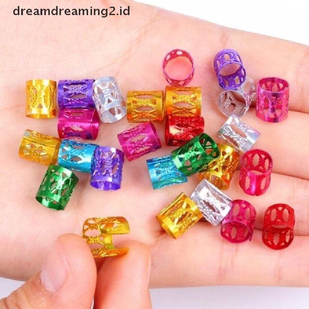 (hot) 100 Pcs Dread Lock Adjustable Rambut Kepang Manset Klip Manik-Manik Tabung Cincin Aksesoris//