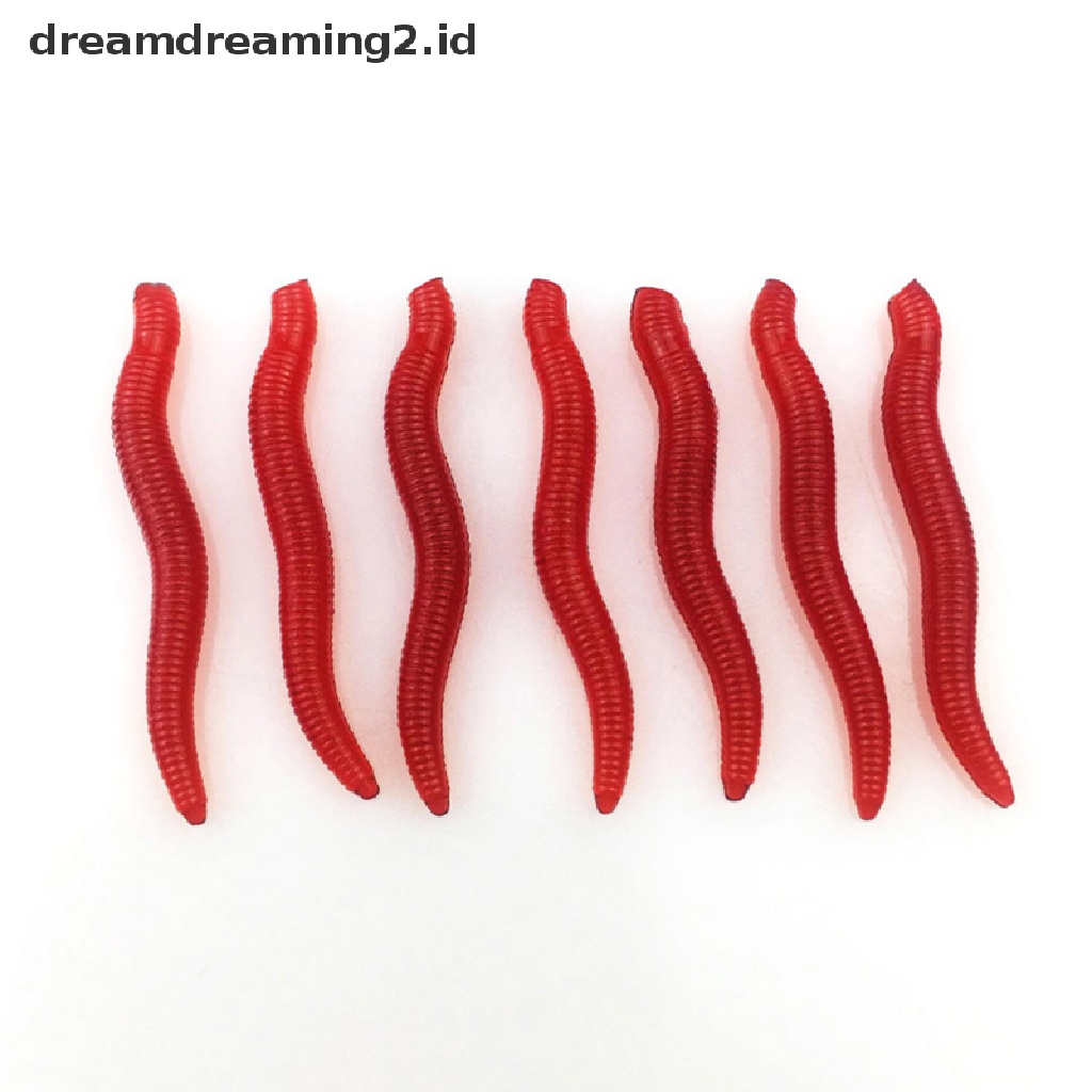 (hot) 100pcs Silikon Cacing Merah Soft Lures Cacing Tanah Umpan Karet Udang Bass Ikan Gurame//