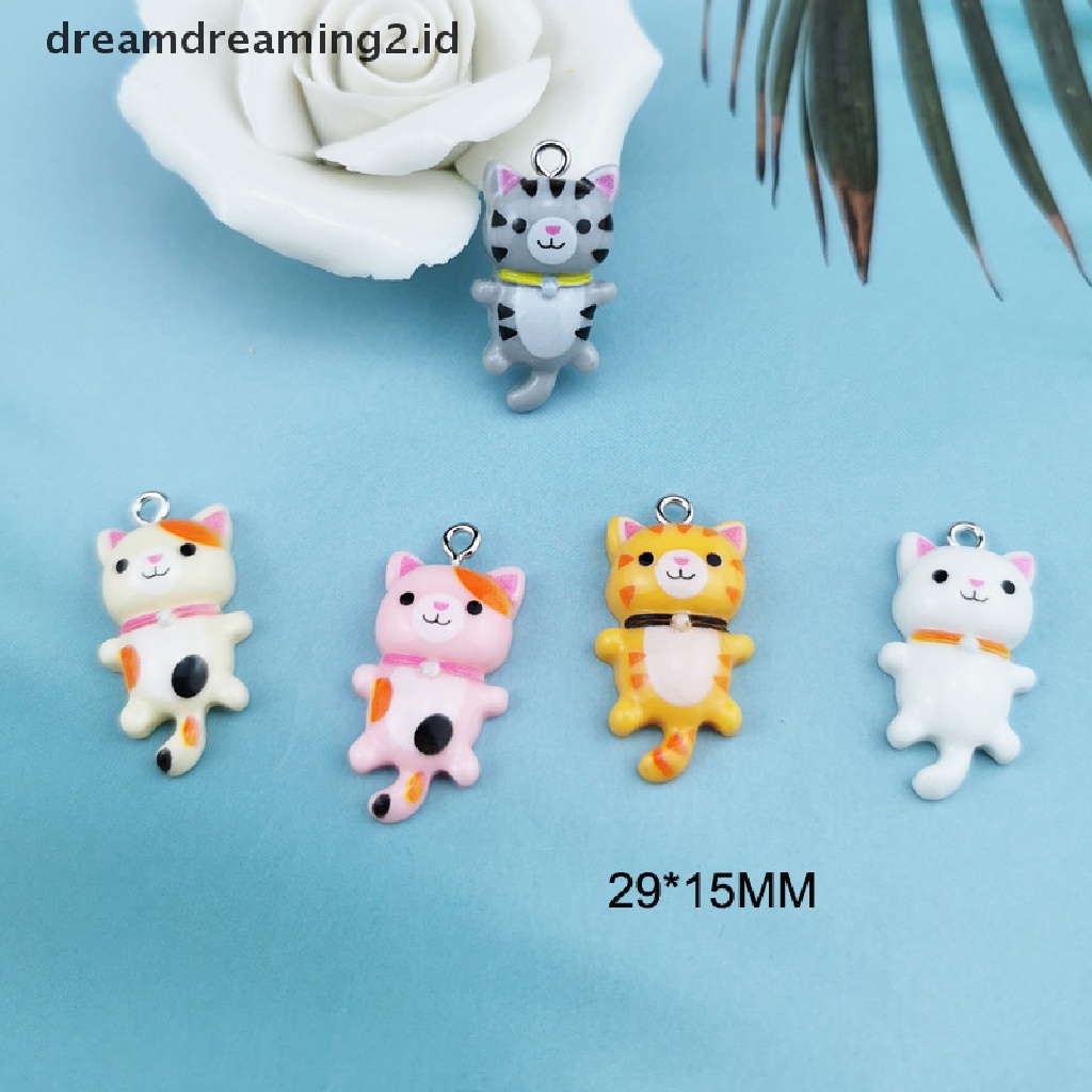 (hot) 10pcs Resin Kucing Hewan Lucu Ch Liontin DIY Membuat Perhiasan Anting Craft//