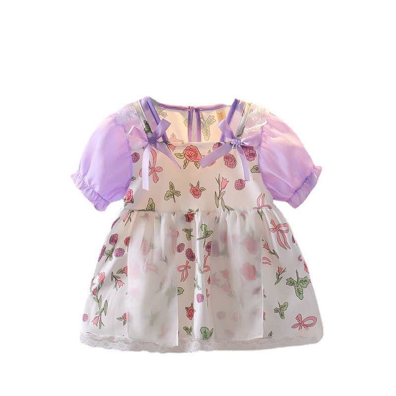 0-3 years old girl's dress summer forest country style sweet flowers fresh floral girl princess dress new