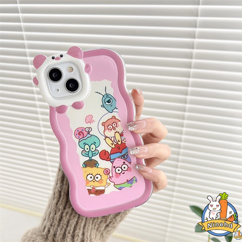 IPHONE Casing Kompatibel Untuk Iphone14 13 12 11 Pro Max X Xr Xs Max7 8 6 6s Plus SE Motif Kartun Casing Ponsel Monster Kecil Bingkai Merah Muda Melindungi Lembut Shockproof Glossy Cover Pelindung