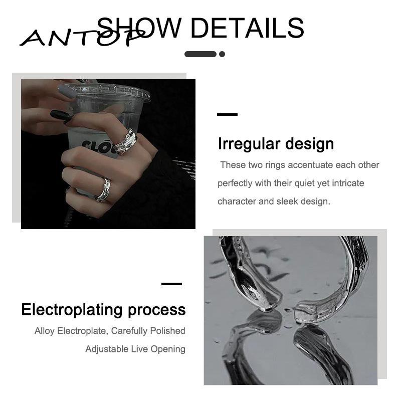 【antop】Cincin Pasangan Tidak Teratur Bukaan Canggih Desain Yang Dapat Disesuaikan Kepribadian Fashion Cincin
