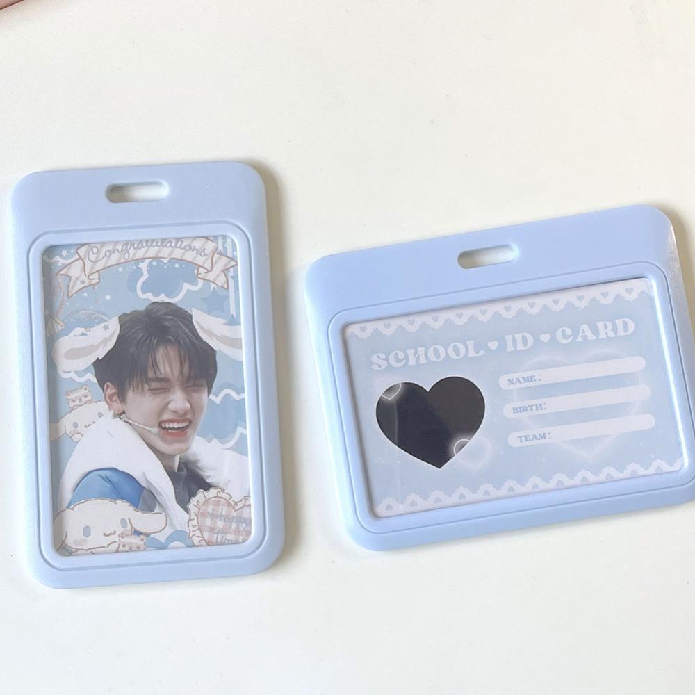 Timekey 3inch Kpop Photocard Holder Biru Akrilik Kredit ID Bank Card Tempat Display Foto Bus Subway Card Pelindung Case Liontin DGA1