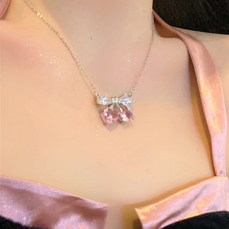 Kalung Hati Ikatan Simpul Fashion Zircon Alloy Untuk Wanita