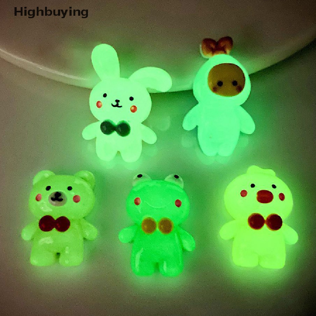 Hbid 5 Pcs Fluorescence Mini Resin Hewan Kelinci Beruang Bebek Mainan DIY Handmade Perhiasan Aksesoris Miniatur Dekorasi Lucu Ornamen Hadiah Glory