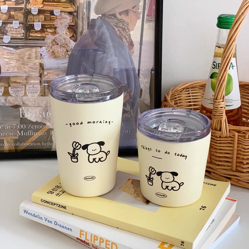 PREMIUM TERMOS TRAVEL JAPAN MOTIF PUPPY / TUMBLER STAINLESS STELL UKURAN 240ML 360ML / TUMBLR ESTETIK / LOVELY PUPPY TUMBLR / TERMOS AIR PANAS AIR DINGIN / TEMPAT AIR MINUM UNIK