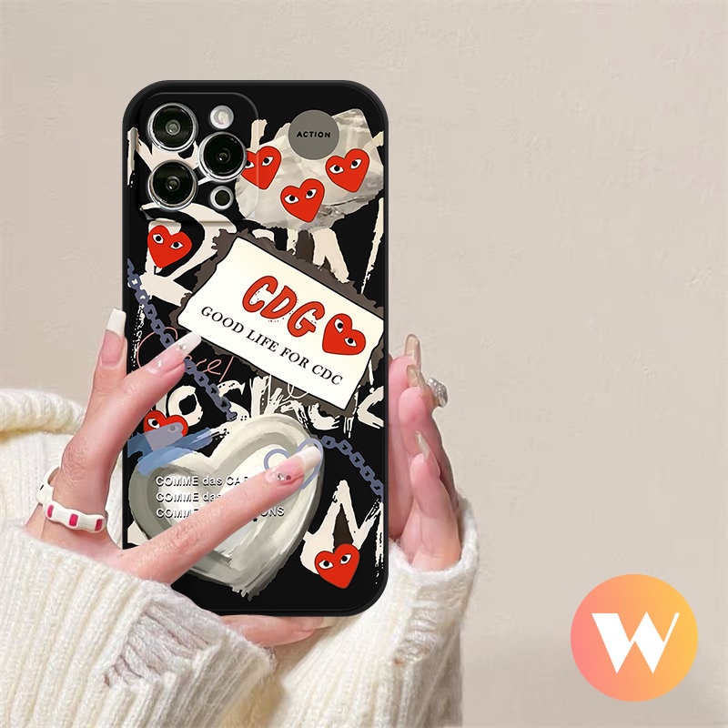 Comme des Garcons Love Heart Casing Infinix Smart 5 4 6 Plus Hot 9 10 12 11 Play Hot 20 9 11 12i 8 11 11s 10t 10Lite 12 20s 10s Note 12 G96 8 12pro 12 2023 Straight Edge Soft Case