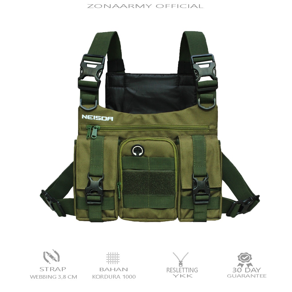 Neisda - Chestbag Tas Dada Series Threepoket Green Velcro