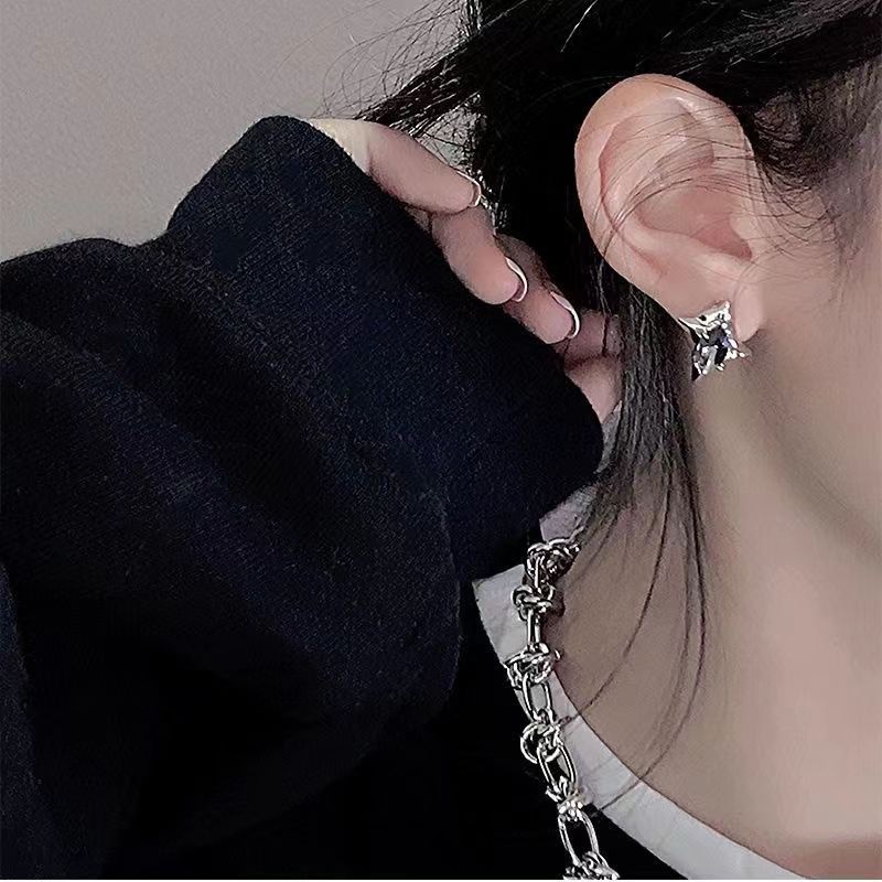 Anting Tusuk Geometri Bahan Alloy Zircon Fashion Untuk Wanita