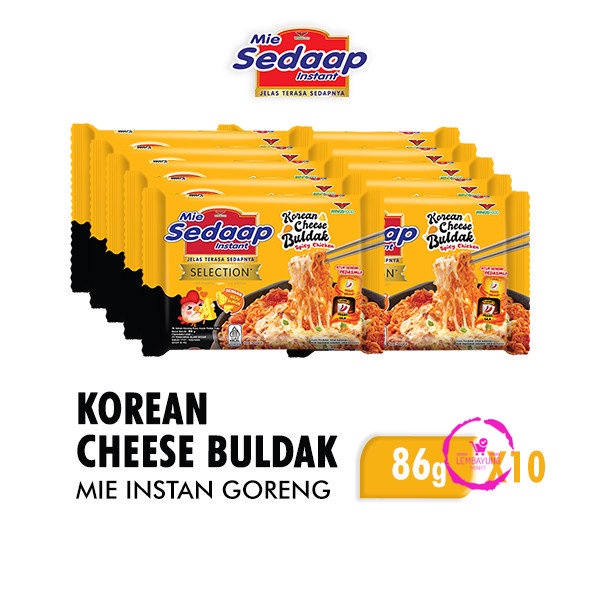 

Sedaap Mie Instan Goreng Korean Cheese Buldak 86gr x 10 Free Pouch