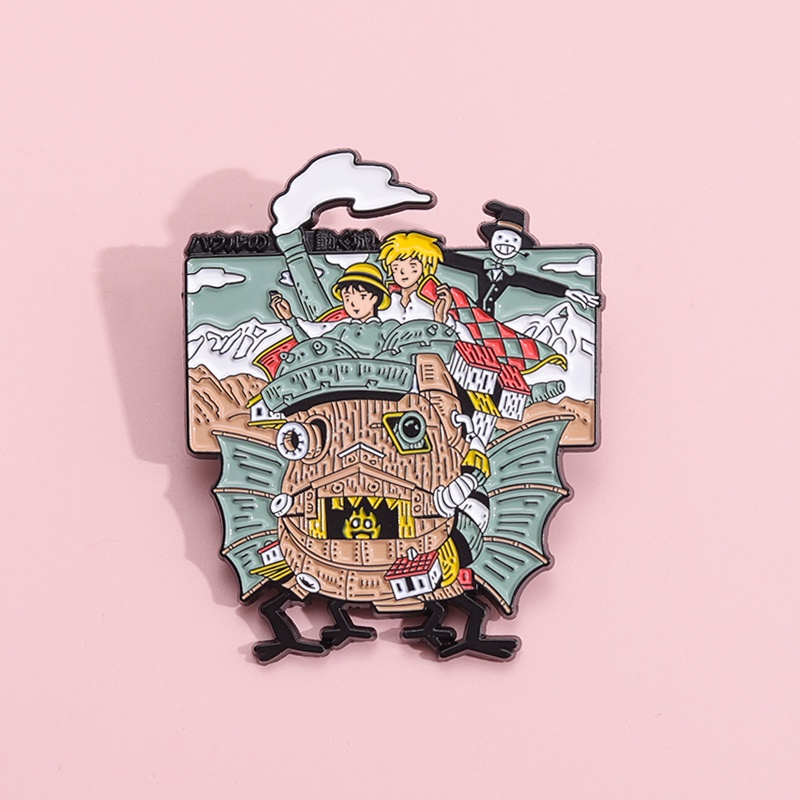 Howls Pin Enamel Kastil Bergerak Lucu Anime Bros Lencana Kerah Pin Kartun Koleksi Perhiasan Hadiah Untuk Teman Penggemar