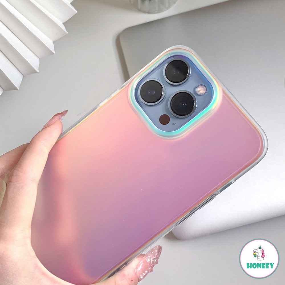 IPHONE Gradien Dazzle Aurora Laser Dazzle Phone Case Kompatibel Dengan Iphone14 13 12 11 Pro Max Frosted Clear Case Shockproof Lembut TPU Back Cover