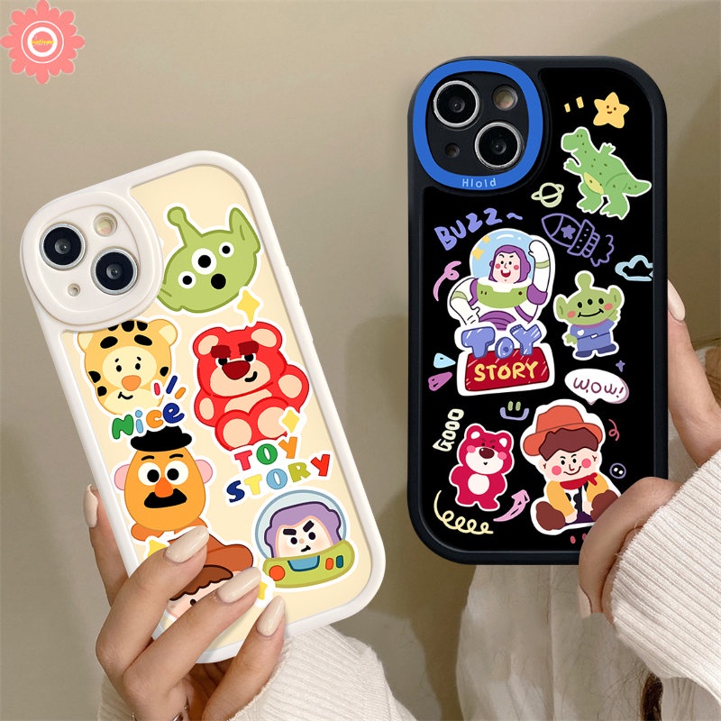 Casing Ponsel Kartun Toy Story Lucu Kompatibel Untuk IPhone 7Plus XR 11 14 13 12 Pro Max XS Max X7 8 6 6s Plus SE 2020 Lovely Strawberry Bear Manyo Soft Tpu Cover