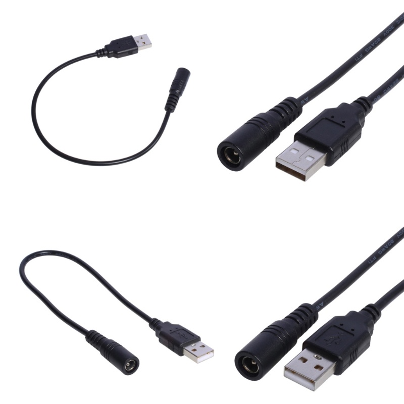 Cre 30cm USB Ke DC 5.5x2.1mm 5V Kabel Power Male to Female USB Barel Konektor Kabel Charger Untuk Router Kipas Kecil Berbicara