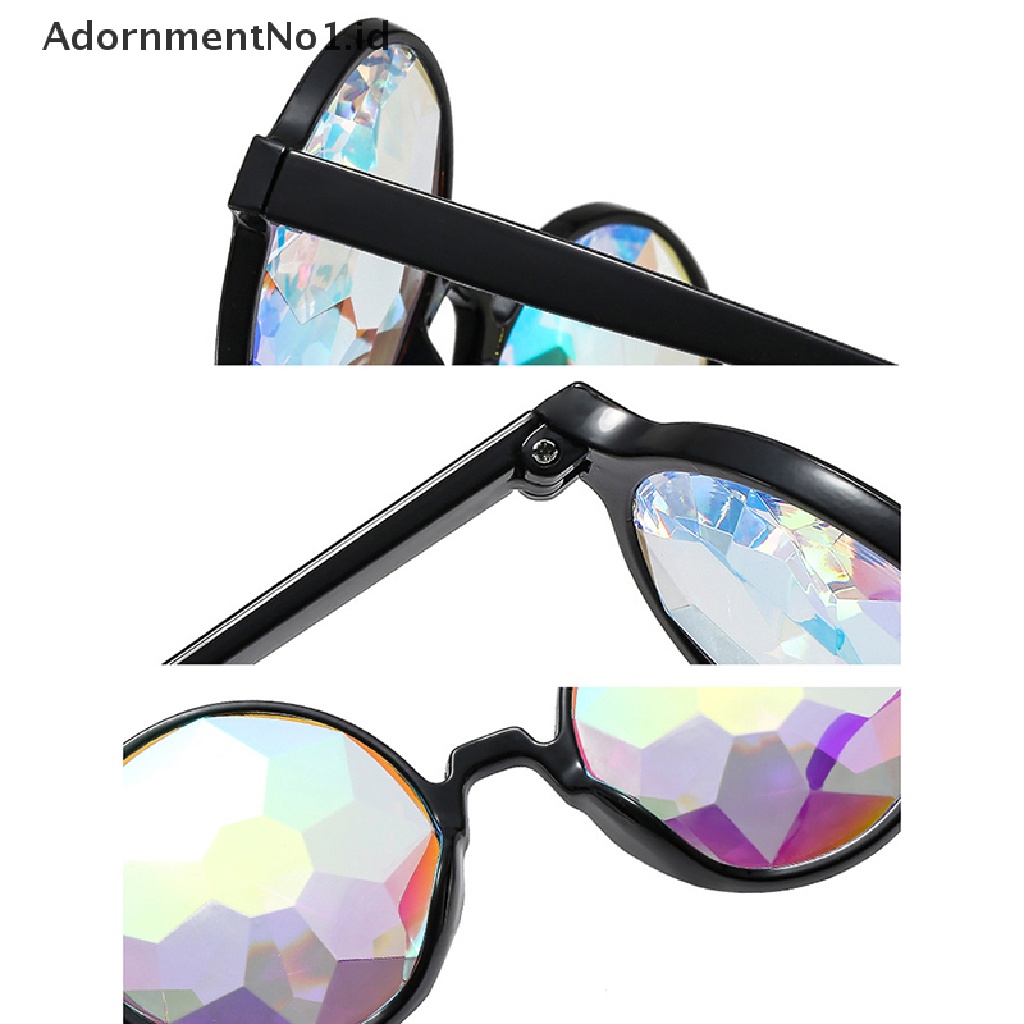 [AdornmentNo1] Kaleidoskop Kacamata Hujan Prisma Difraksi Lensa Kristal Kacamata Festivals Eyewear Pesta Klub Malam Aksesoris Cosplay Mosaik Kaca Prismatic Glasses Amusement