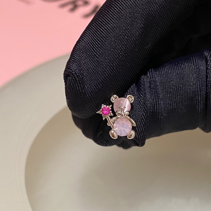 Manis Keren Y2k Pink Berlian Kupu-Kupu Anting Gaya Korea Zirkon Cinta Beruang Telinga Giwang Wanita Baja Titanium Anting Mini