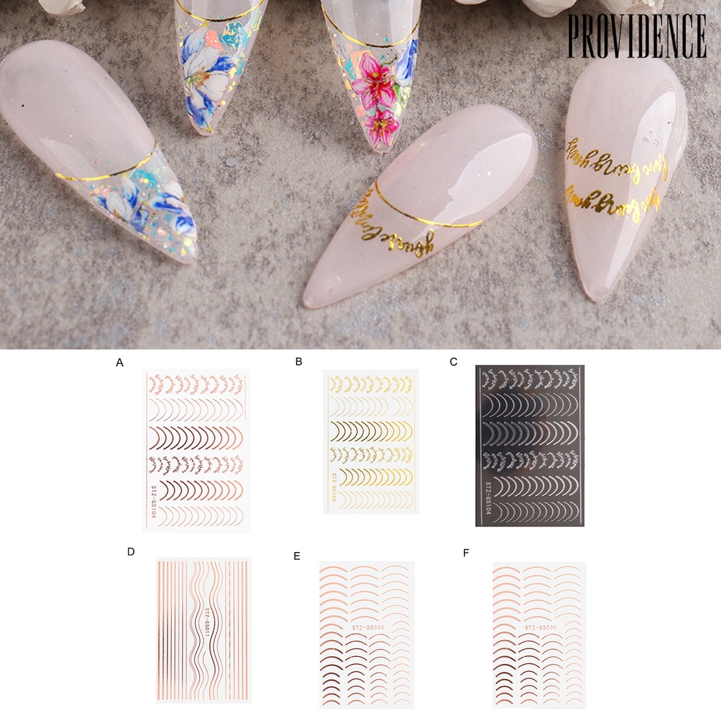 Providence Strip Kuku Bentuk Setengah Bulan Efek 3D Ultra Tipis Rose Gold Striping Tape Garis Desain Manicure Untuk Wanita